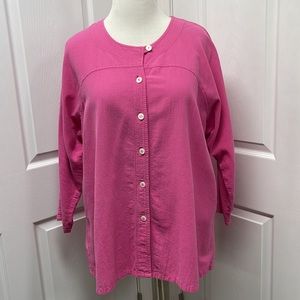 B’ GAUZE Pink 3/4 Sleeve Button Down Tunic